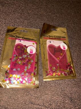 Juicy Couture Hot Pink Glitter Phone Card Pockets (2-Pack)